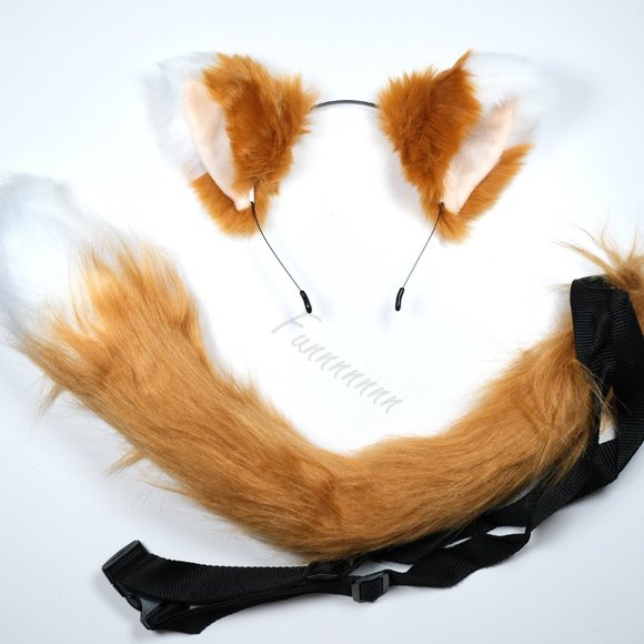 Accessories - Brown Fox Ears and Tail Cosplay Headband Tail Kit